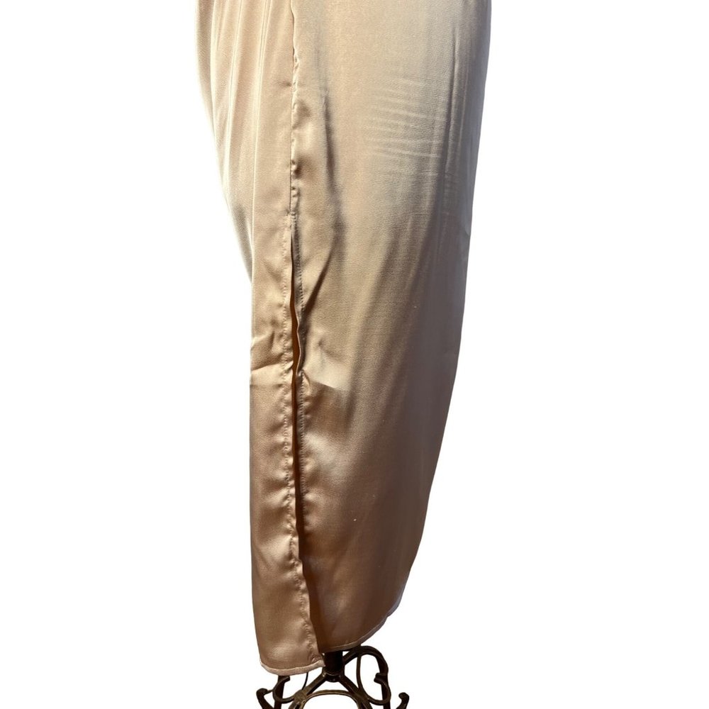 SHEIN Dress Petite Large Tan Sheath Midi adj Straps Zip Scoop Neck - Picture 8 of 15